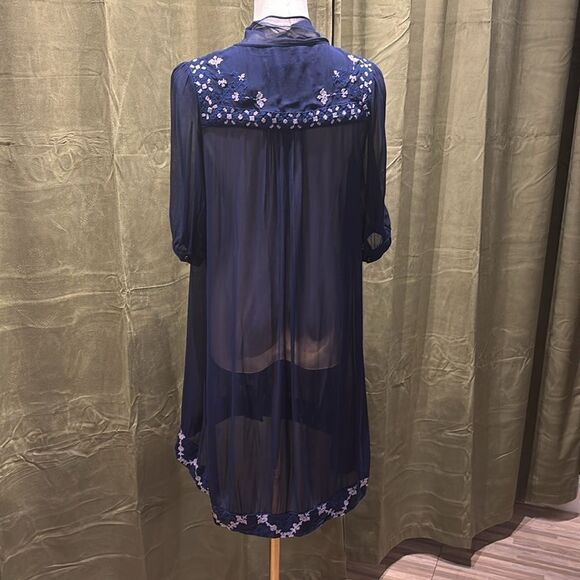 Alice by Temperley 100% viscose Sheer Navy Blue Embroidered dress, US2 - Picture 7 of 10